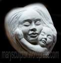 mother and child clay statue sketch
